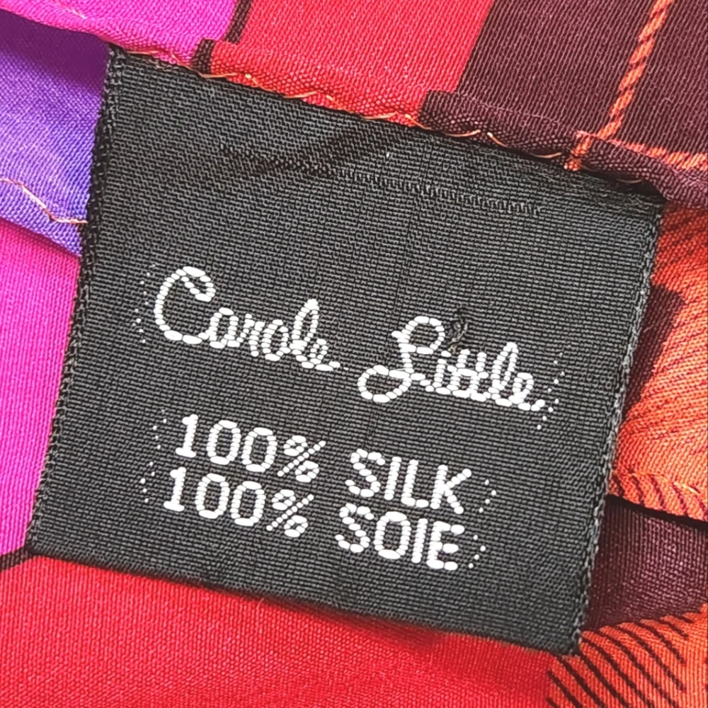 Carole Little Abstract Floral/Plaid Silk Oblong Scarf